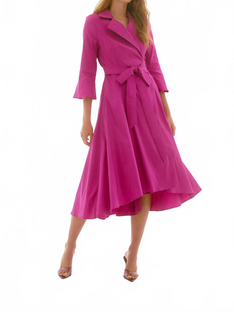 Joseph Ribkoff Belted High Low Wrap Dress In Magenta