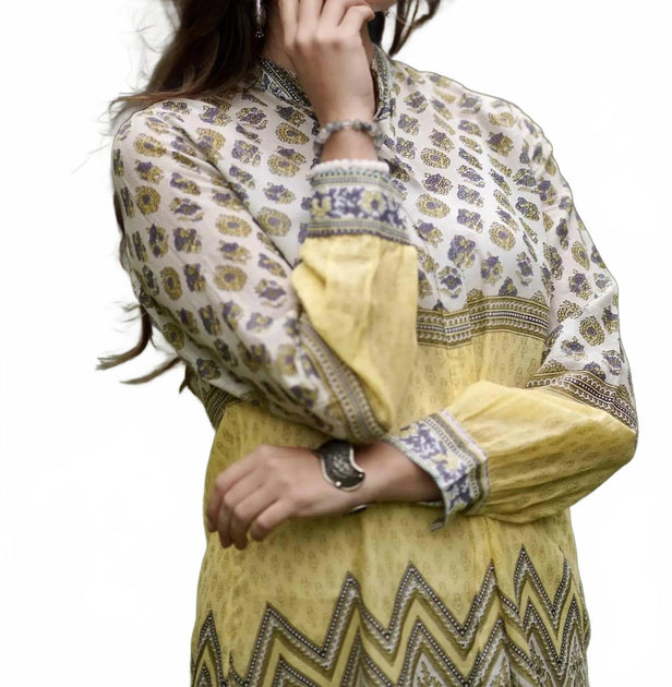 Dolma Florence Button Down Tunic Top Yellow/XLarge 3