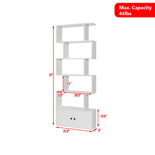 Hivvago 6-Tier Geometric Display Bookcase White 4