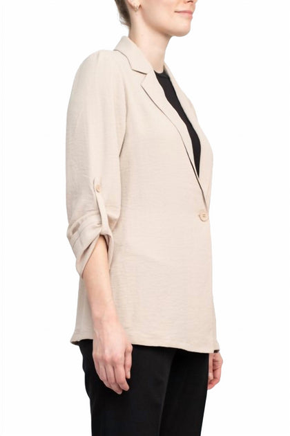 Adrianna Papell Notched Lapel Blazer Beige Medium 4