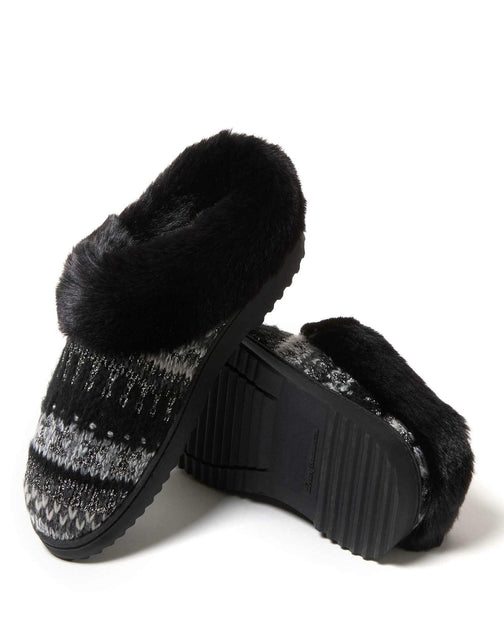 Dearfoams Hannah Knit Clog Slipper White Large 5