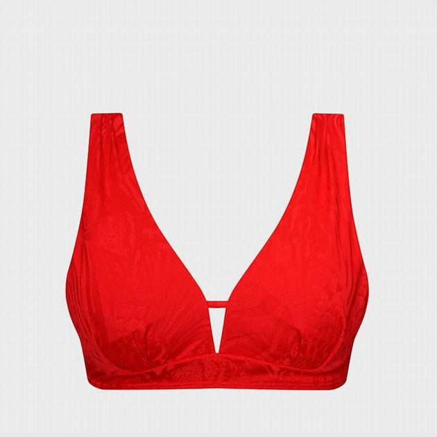 Aqua Blu Celeste Bikini Top Red US 12 4