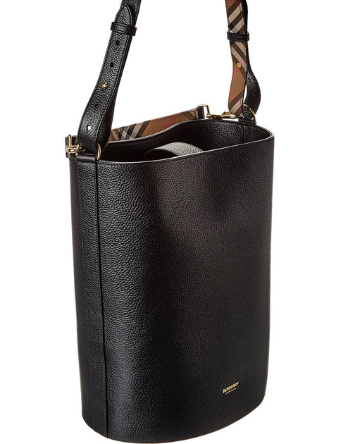 Burberry Logo Medium Leather Bucket Bag | ShopSimon