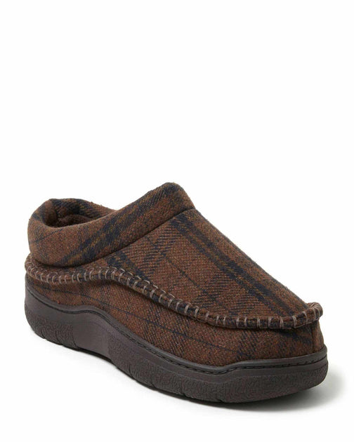 Dearfoams Thompson Plaid Moccasin Clog Slipper Grey Large 3
