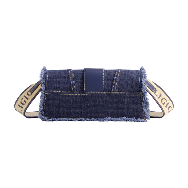 True Religion Frayed Denim Flap Bag White One Size 3