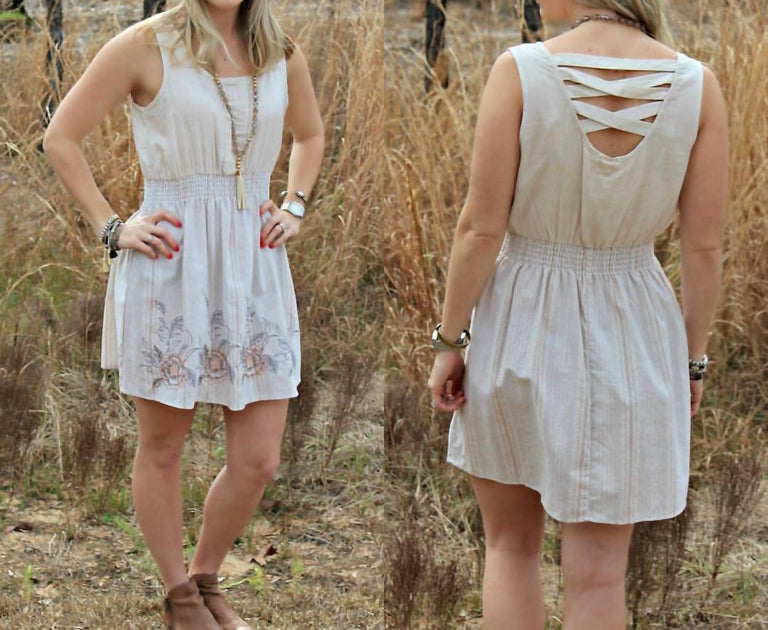 Blu Pepper Elastic Dress Beige Medium 2