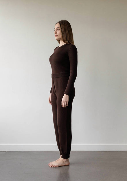First Rite High Rise Lounge Pant Brown Medium 4