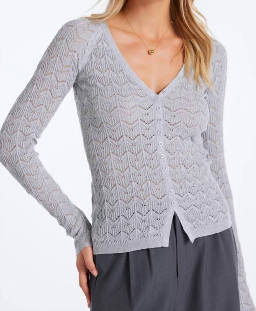 Bishop + Young Bijou Pointelle Cardigan Grey Large 2