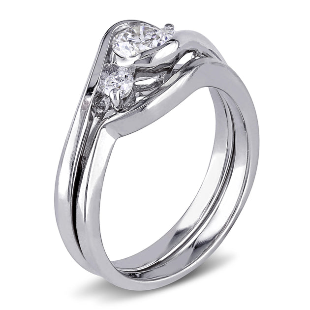 Mimi & Max 3-Stone Diamond Bridal Set White Gold US 6.5 3