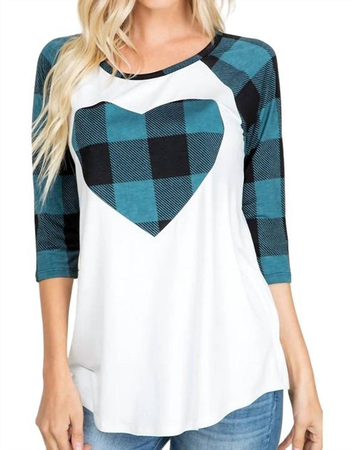 HEIMISH Plaid Heart Raglan Tee White XLarge 2