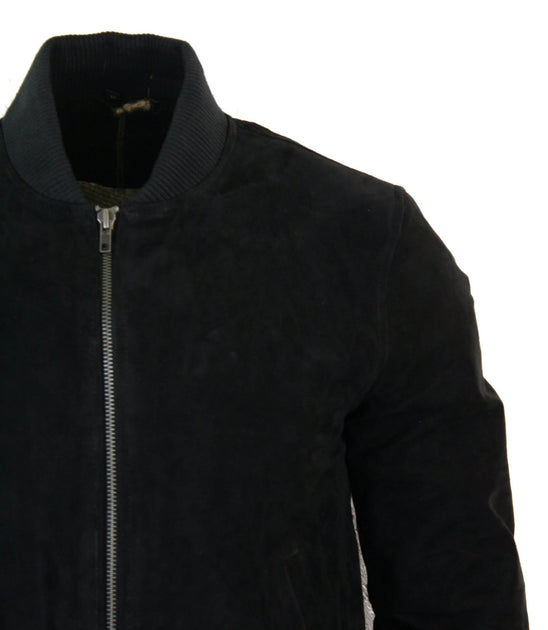 TruClothing Varsity Suede Leather Bomber Jacket Black 4XLarge 3