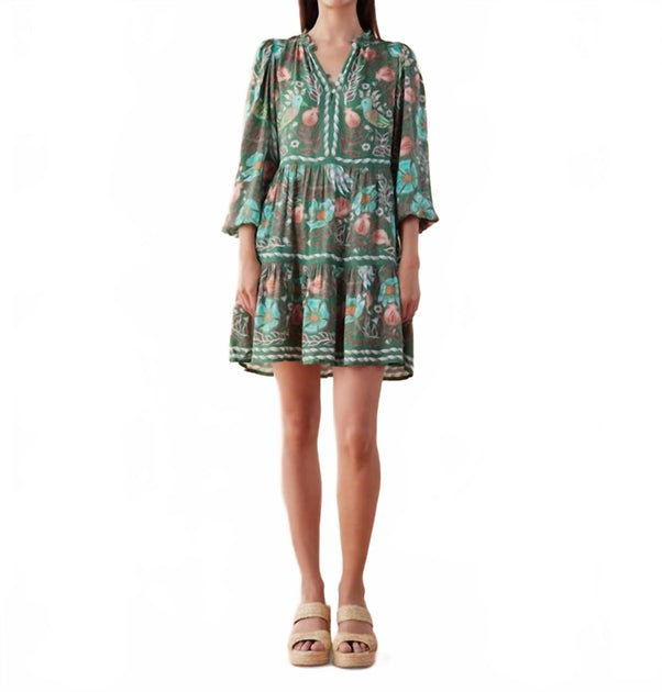 OMIKA Lora Mini Dress In Kelp Color