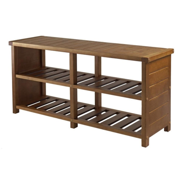 Hivvago Bench 2-Tier Shoe Storage Teak 2