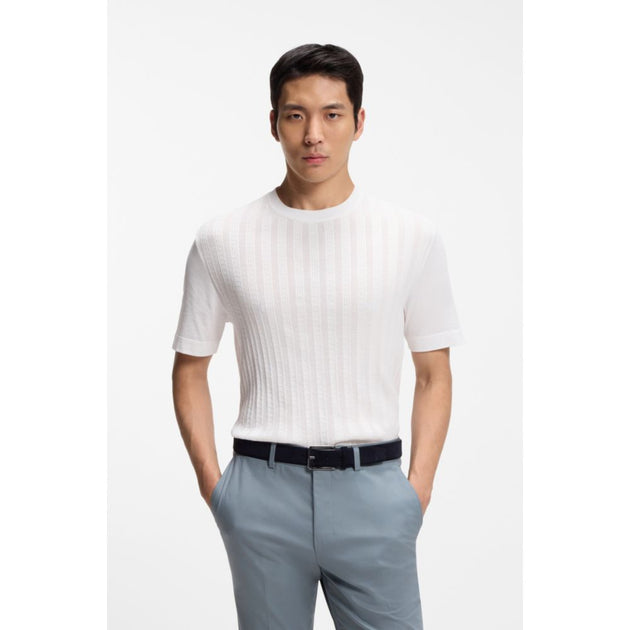 Boss Cable-knit T-shirt White Large 4