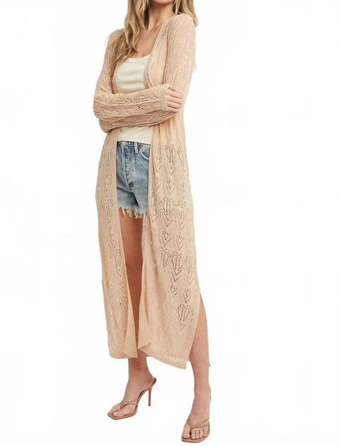 BluIvy Pointelle Knit Maxi Duster Weiß Small 3