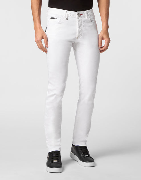 Philipp Plein Pantalons Jean Super Straight Cut Blanc 36 4