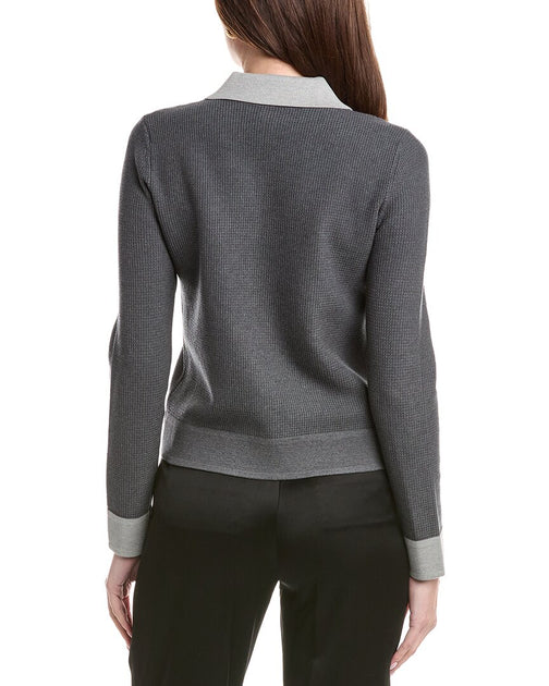 St. John Zip Front Collared Jacket Grey Small 3