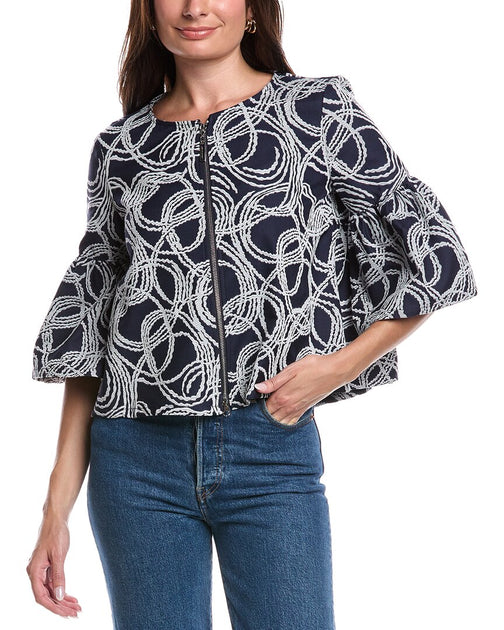 Joseph Ribkoff Jacquard Jacket Blue US 12 2