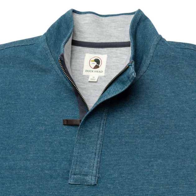 Duck Head Bearing Pique Performance 1/4 Zip Pullover Sweater Blue XXL 4