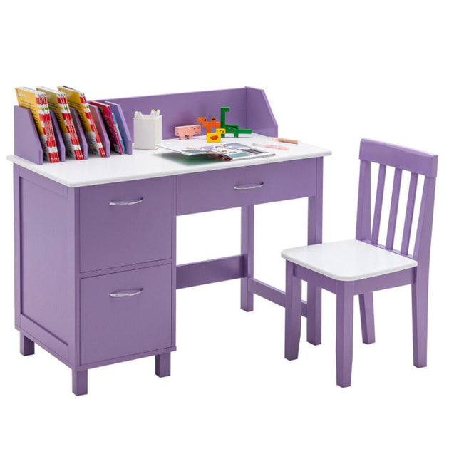 Hivvago Kids Wooden Writing Furniture Set White 2