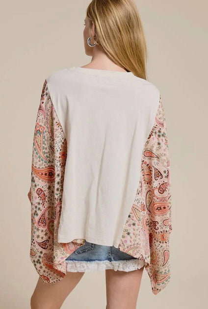 Zutter Howdy Western Cowboy Graphic Sheer Sleeve Top Pink Small 3