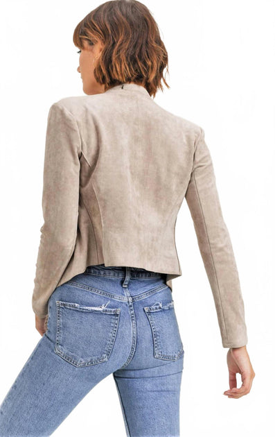 RESET by Jane Madison Faux Suede Jacket Grey Small 3