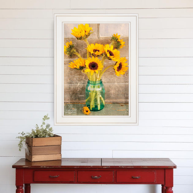 Hivvago Country Sunflowers I Framed Print White 2