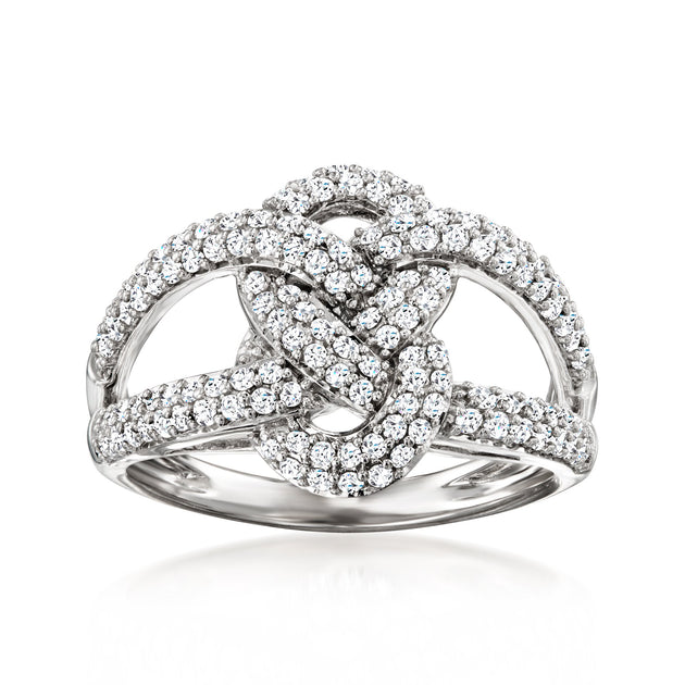 Ross-Simons Diamond Woven Knot Ring White US 9 2
