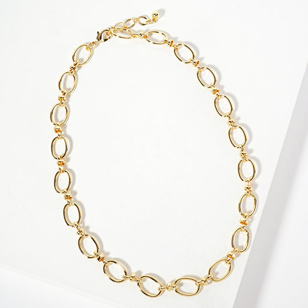 FASHNZFAB Oval Link Chain Necklace Silver One Size 2