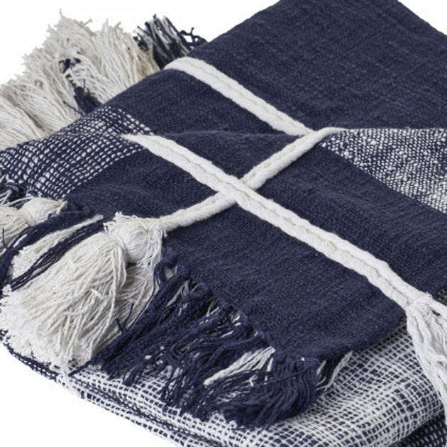 Hivvago Throw Blanket Blue/White 50x60 inch 4