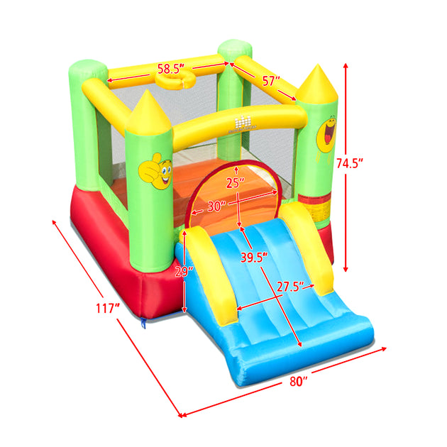Hivvago Kids Inflatable Jump House with Slide Multicolor 4
