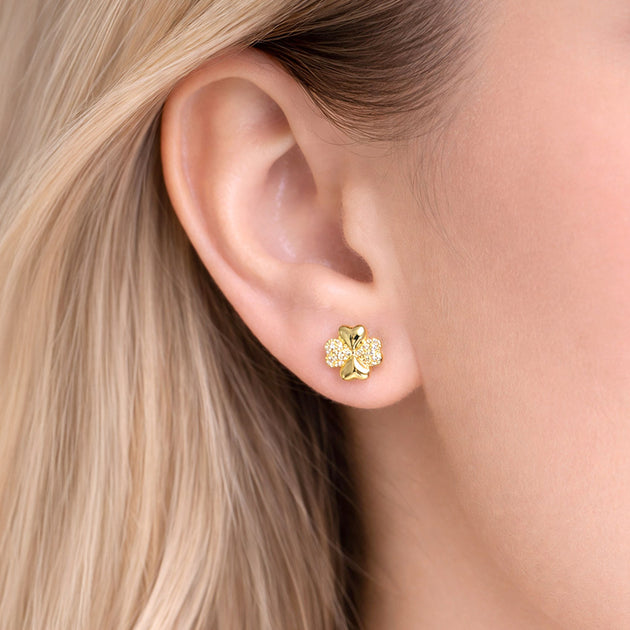 FASHNZFAB Clover Cubic Zirconia Stud Earrings Multi 2