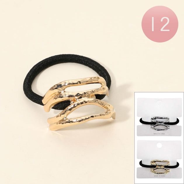 FASHNZFAB Metal Abstract Wrap Accent Stretch Hairbands Gold Silver 2
