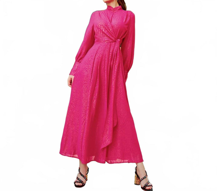 Esteem Couture Ahava Chiffon Dress Pink Large 2