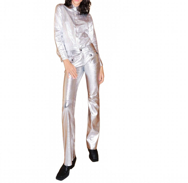 Mon & Pau Carolyn Leather Pant Silver Medium 2