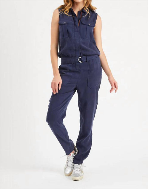 Etienne Marcel Utility Sleeveless Jumpsuit Blue Small 2