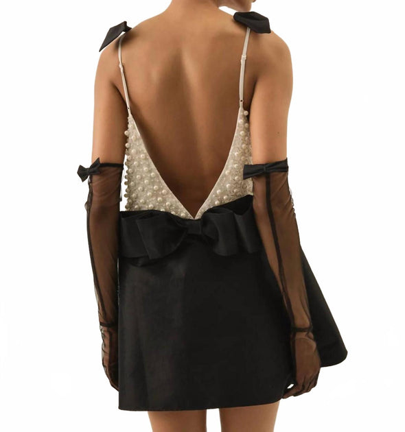 Lil Lemons By For Love and Lemons Pearly Bow Mini Dress Black Medium 3