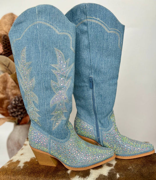 Forever Denim Dreams Cowboy Boots Blue US 7.5 3
