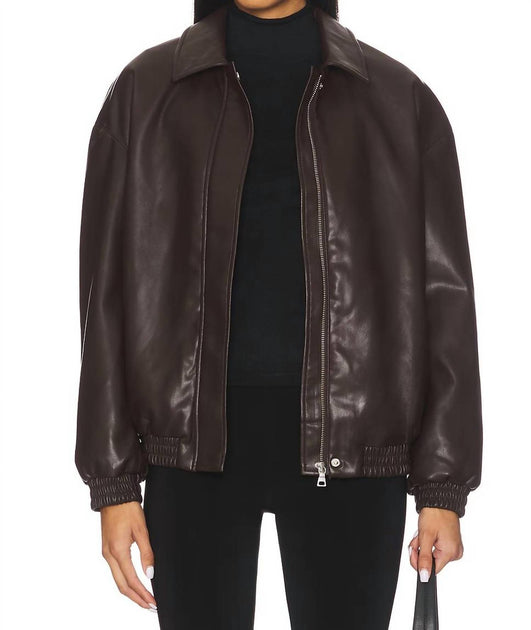 Enza Costa Bomber Leather Jacket Brown XS 2