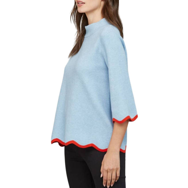 FATE Pullover mit Zackenrand Blau Small 4