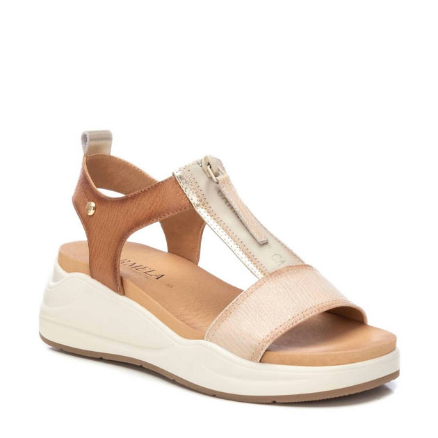 Xti Women's Leather Wedge Sandals Beige US 5.5 3