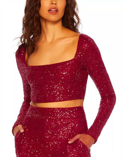 Susana Monaco Sequin Square Top Red Medium 2