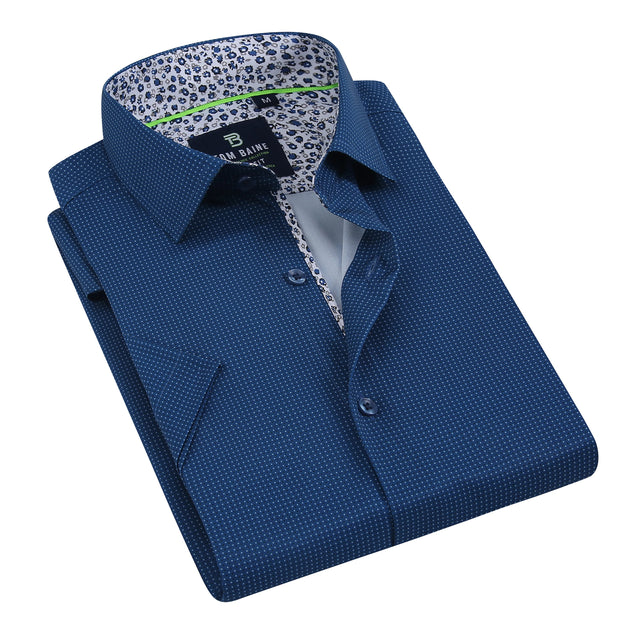 Tom Baine Slim Fit Short Sleeve Performance Stretch Button Down Blue XL 3