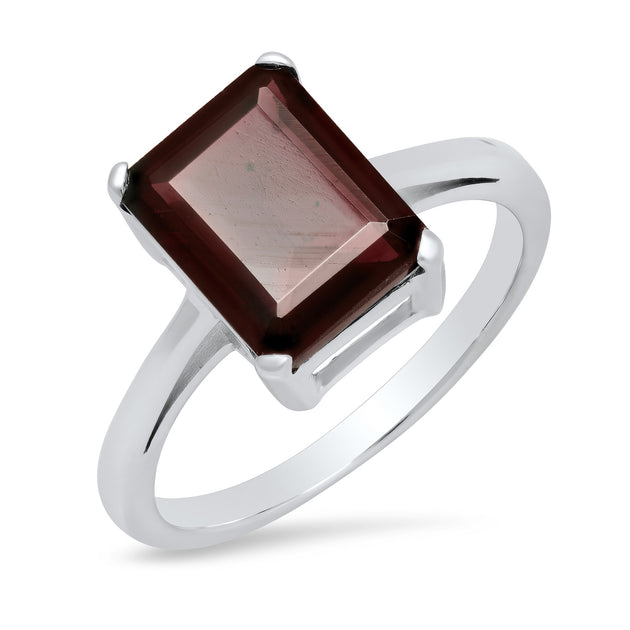 MaxColor Sterling Silver 8x10 Emerald Cut Gemstone Ring Blue US 8 4