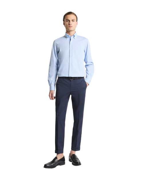 Fay French Collar Stretch Dress Shirt Blue Small 3