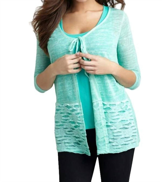 Angel Tie-Front Melange Cardigan Blue XS 2