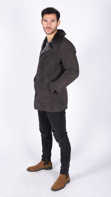 TruClothing Schaffellmantel Grau Small 4