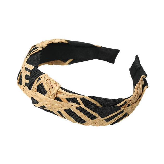FASHNZFAB Braided Woven Knot Headband Black 3