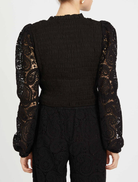 CABALLERO Arabella Long Sleeve Top Black Medium 4