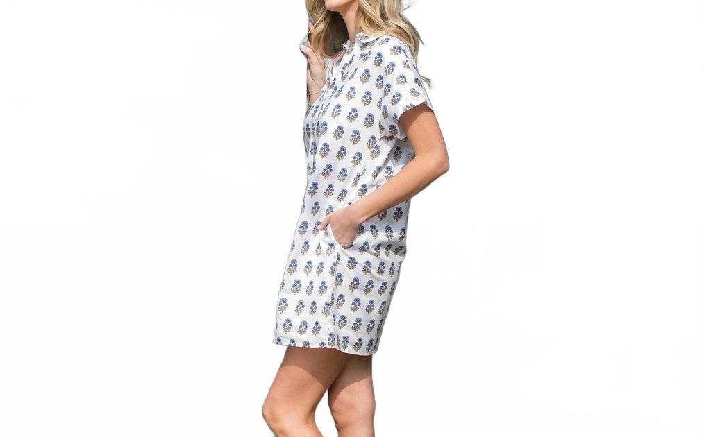 THML Short Sleeve Floral Shift Dress White Medium 3